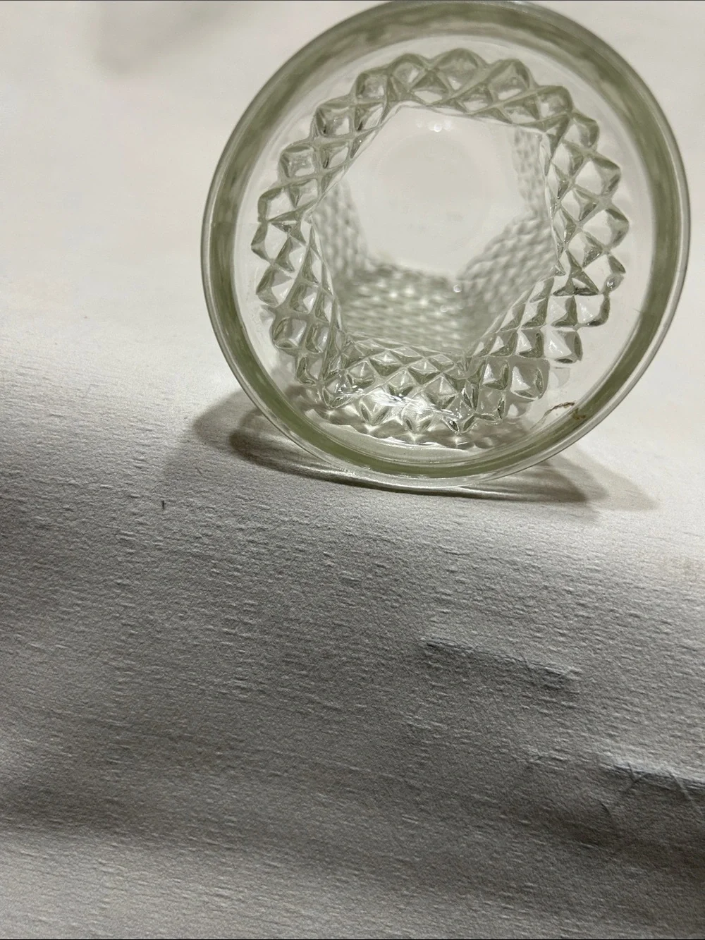 Hoosier 4071 Textured Clear Glass Vase with Diamond Pattern